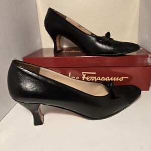 Salvatore Ferragamo Black Leather Heels